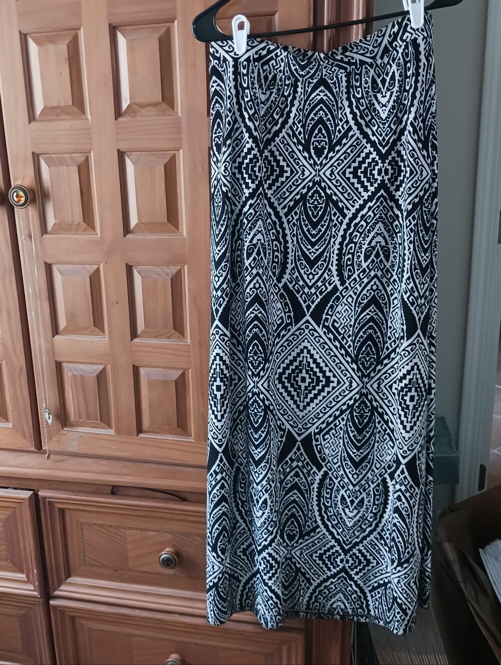 Cato Black and White Geometric Maxi Skirt